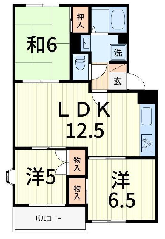 セントパークハイツ(3LDK/1階)の間取り写真