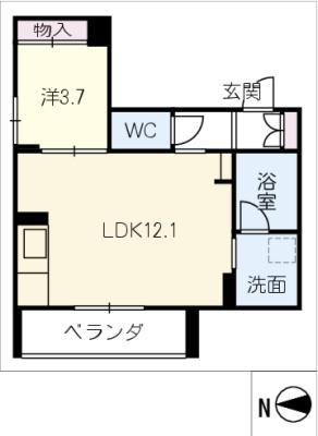 KIコーポレーション玉姓町(1LDK/3階)の間取り写真