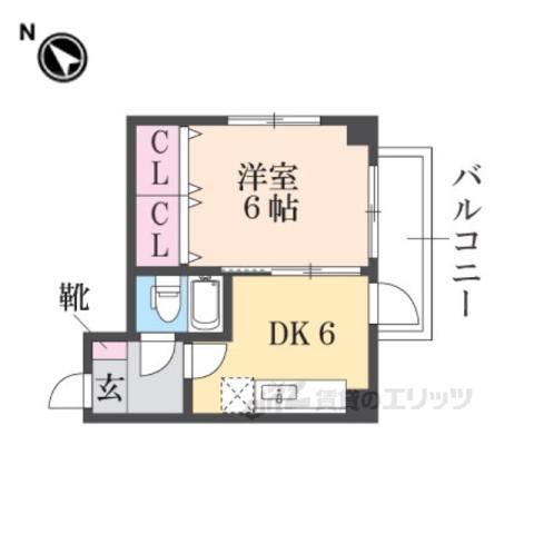 ジョイフルくずは2(1DK/3階)の間取り写真