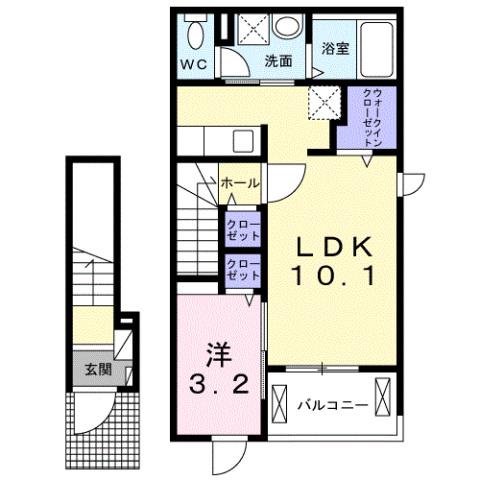 KAORUB(1LDK/2階)の間取り写真