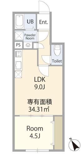 エテルノヴァローレ一之江(1LDK/1階)の間取り写真