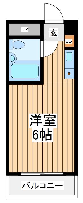 大地ビル(ワンルーム/2階)の間取り写真