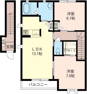 ＪＲ横須賀線 衣笠駅 徒歩16分 2階建 築18年(2LDK/2階)の間取り写真