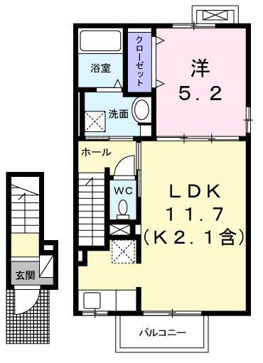 メゾンド・リエール(1LDK/2階)の間取り写真