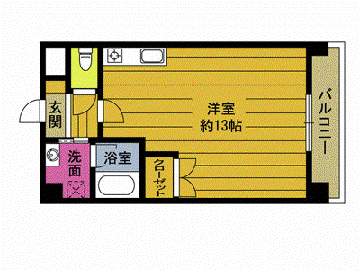 サクラハイツ高城台(ワンルーム/2階)の間取り写真