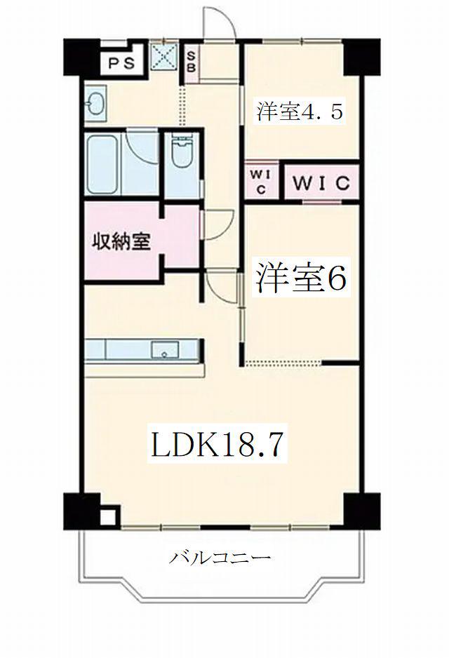 サンハイツ大和第1(2LDK/5階)の間取り写真