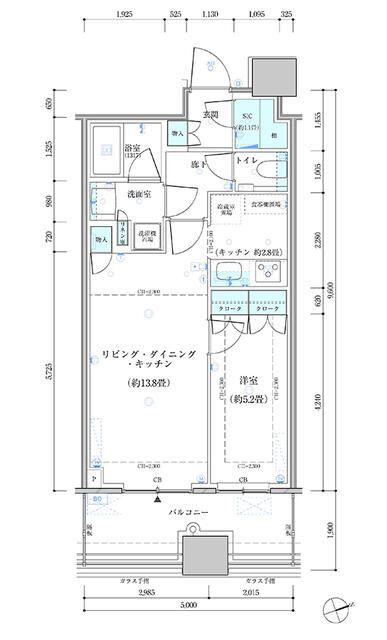 パークタワー勝どきサウス(1LDK/4階)の間取り写真