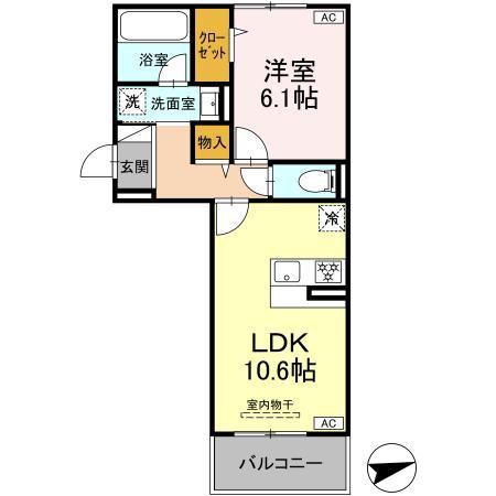 D-ROOM上之園(1LDK/1階)の間取り写真