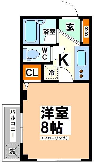 岩田ハイツ(1K/2階)の間取り写真