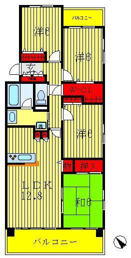 レジディア東松戸(4LDK/2階)の間取り写真