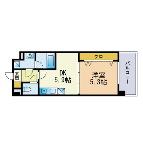 サクセス伊都(1DK/2階)の間取り写真