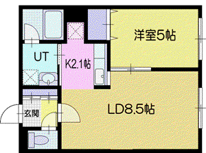 ＪＲ千歳線 千歳駅(北海道) 徒歩15分 4階建 築11年(1LDK/4階)の間取り写真