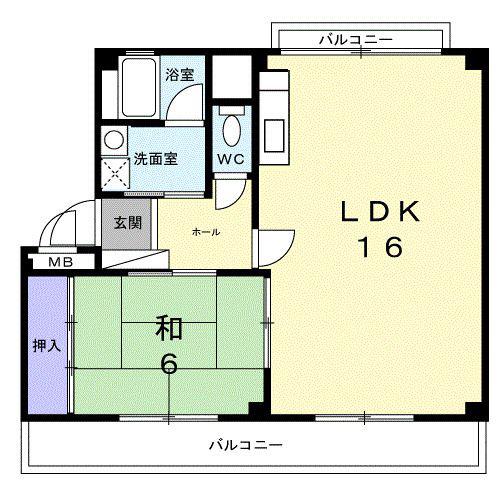 グリーンヒルやました(1LDK/3階)の間取り写真