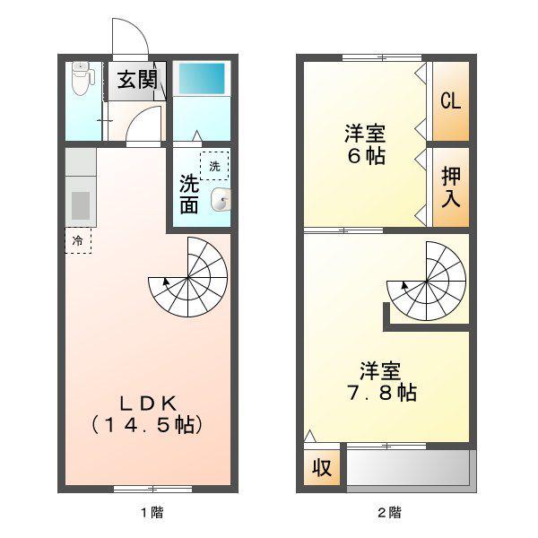 ZAOHVILLAGE B(2LDK/2階)の間取り写真