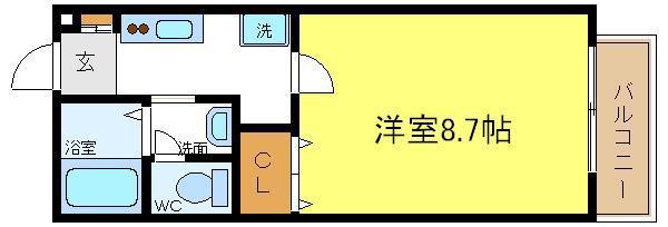 ファミールシャトル(1K/1階)の間取り写真
