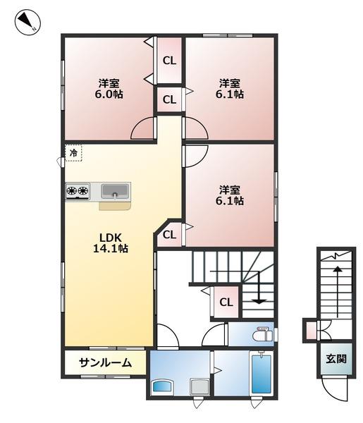 VIVI下堀(3LDK/2階)の間取り写真
