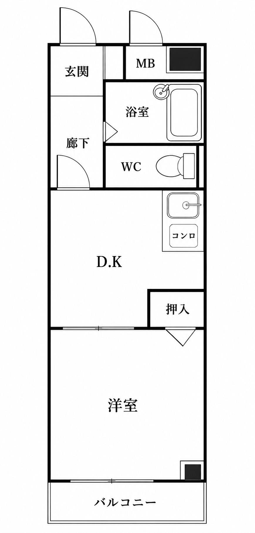ヴィラ平野(1DK/3階)の間取り写真