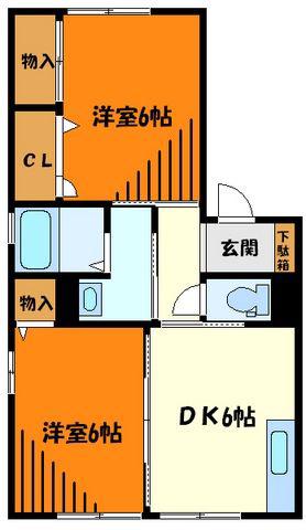 ベルハイツ(2DK/2階)の間取り写真