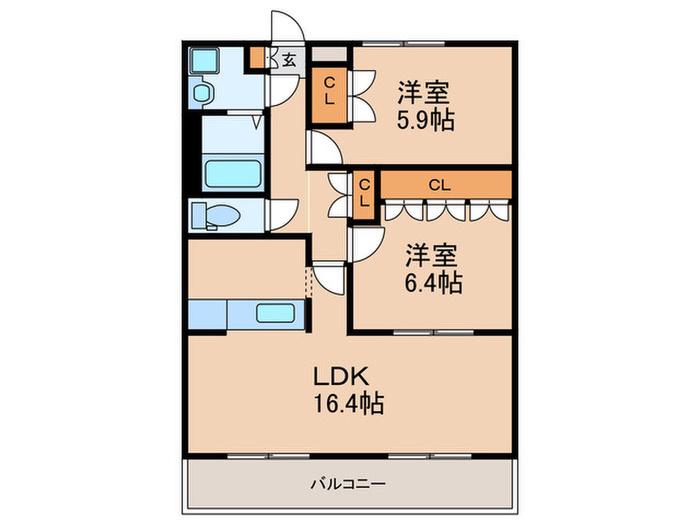 サンフラッシュ(2LDK/1階)の間取り写真