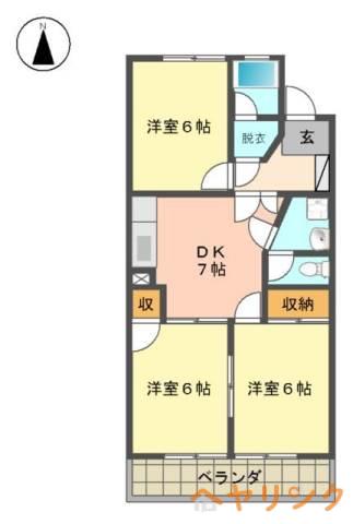 サンビューマンション中京(3DK/2階)の間取り写真