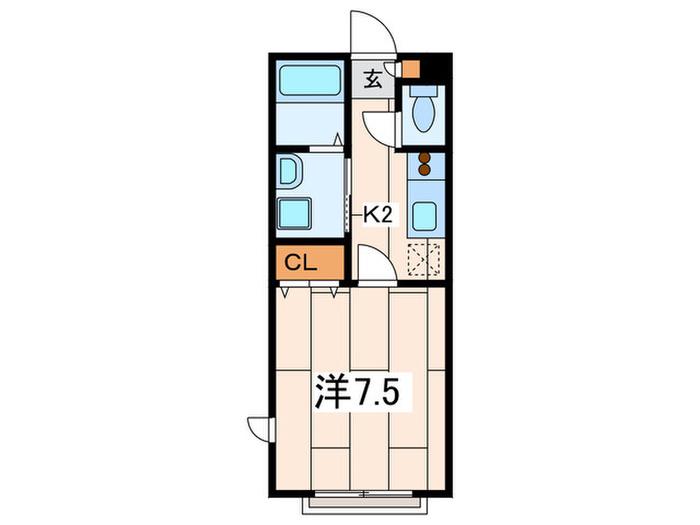 K.M.H.COURTTERRACE(1K/2階)の間取り写真