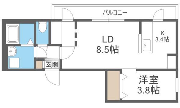 SEQUENCE新札幌(1LDK/4階)の間取り写真