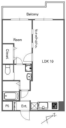 パラスト新板橋(1LDK/10階)の間取り写真
