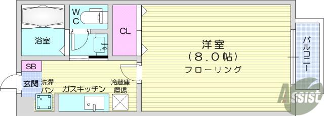 ABITATO台原(1K/2階)の間取り写真