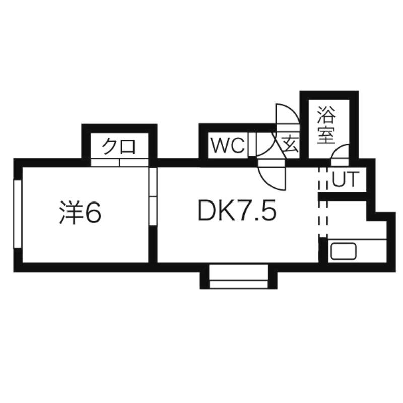 スカイスクレーバー富丘(1DK/2階)の間取り写真