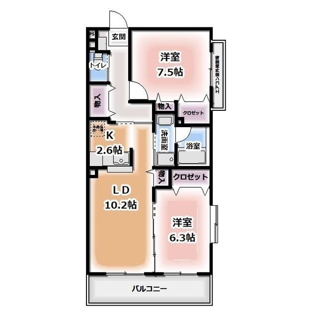 アデューム(2LDK/3階)の間取り写真