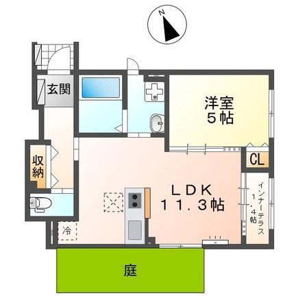リアン・ソレイユ(1LDK/1階)の間取り写真