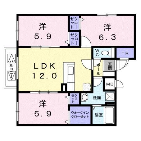 ウィンレジデンス(3LDK/5階)の間取り写真