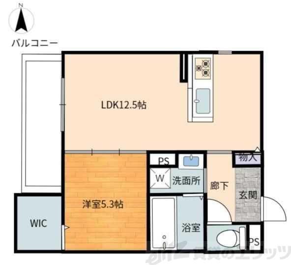 VIOLA中津町(1LDK/2階)の間取り写真