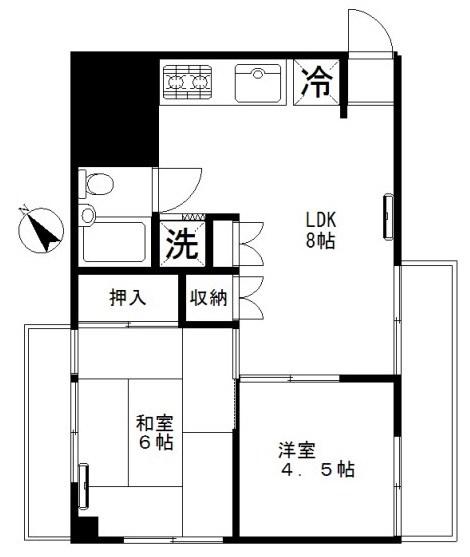 ダイアパレス西経堂(2LDK/5階)の間取り写真