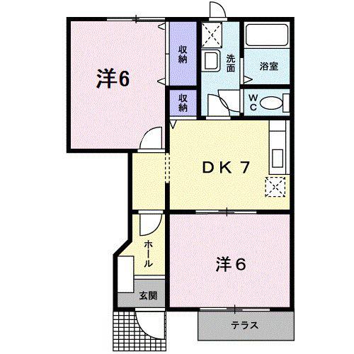 ソレイユ8(2DK/1階)の間取り写真