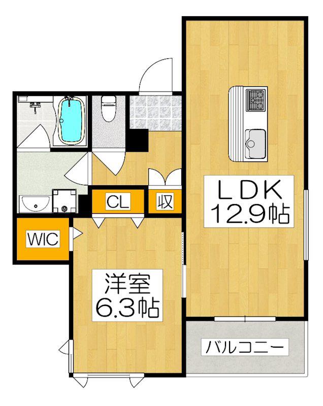 シャーメゾン中御門(1LDK/3階)の間取り写真