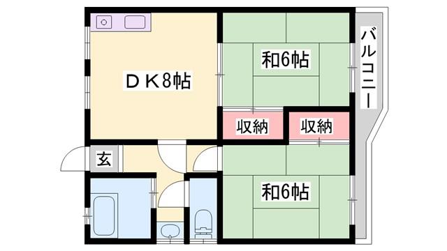 ミキコーポ(2DK/3階)の間取り写真