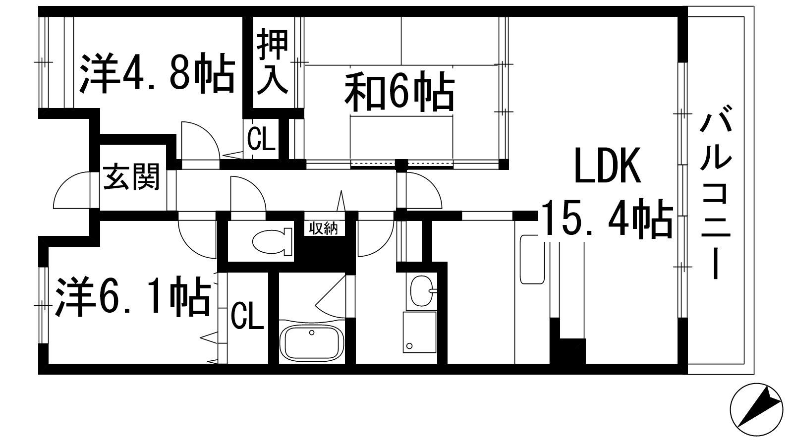 アメニティコート宝塚湯本(3LDK/6階)の間取り写真