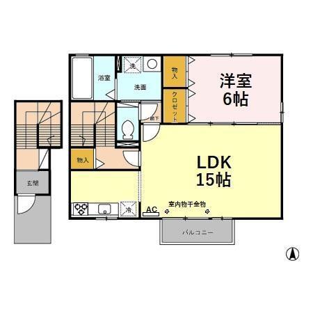 リュシオル(1LDK/2階)の間取り写真