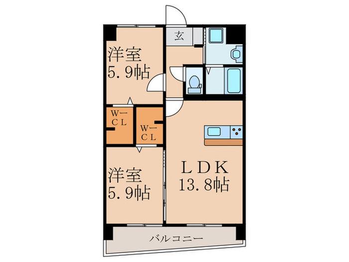 THE SQUARE・GLORY RESIDENCE(2LDK/7階)の間取り写真