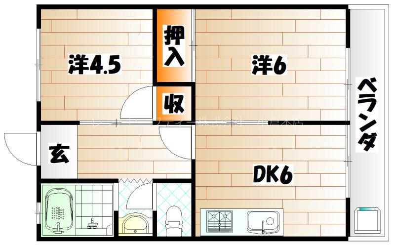 門司港アパートメント(2DK/2階)の間取り写真