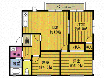 ボルドウII(3LDK/1階)の間取り写真
