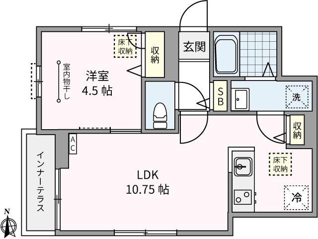 PLACE YAEM(1LDK/1階)の間取り写真