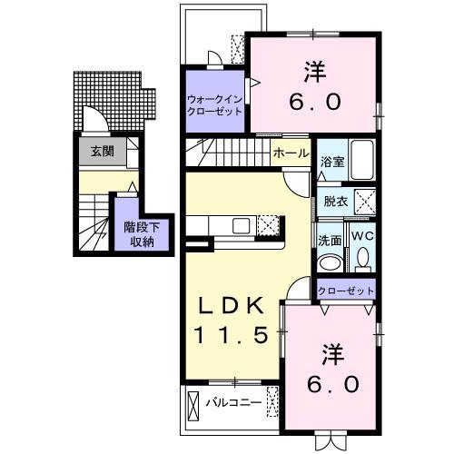 グレイス・ブライト(2LDK/2階)の間取り写真