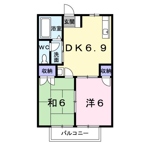 メゾンラフォーレ(2DK/1階)の間取り写真