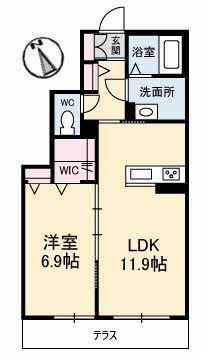 ラガーハウス茶屋町(1LDK/1階)の間取り写真