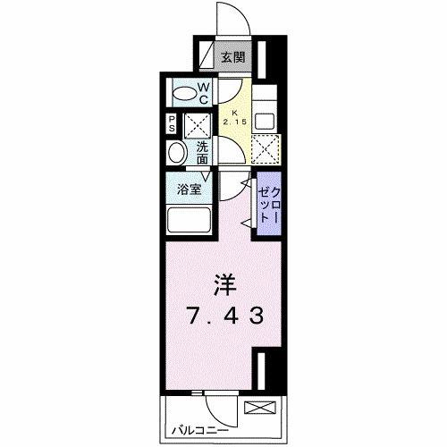 プラーサート 南観音(1K/2階)の間取り写真