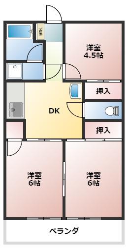 泰慶マンション(3DK/1階)の間取り写真