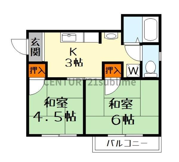 上笠南ハイツ(2K/3階)の間取り写真