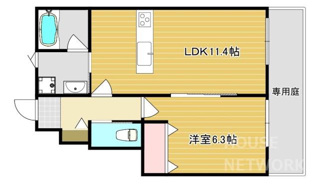 ルースプラトー(1LDK/1階)の間取り写真